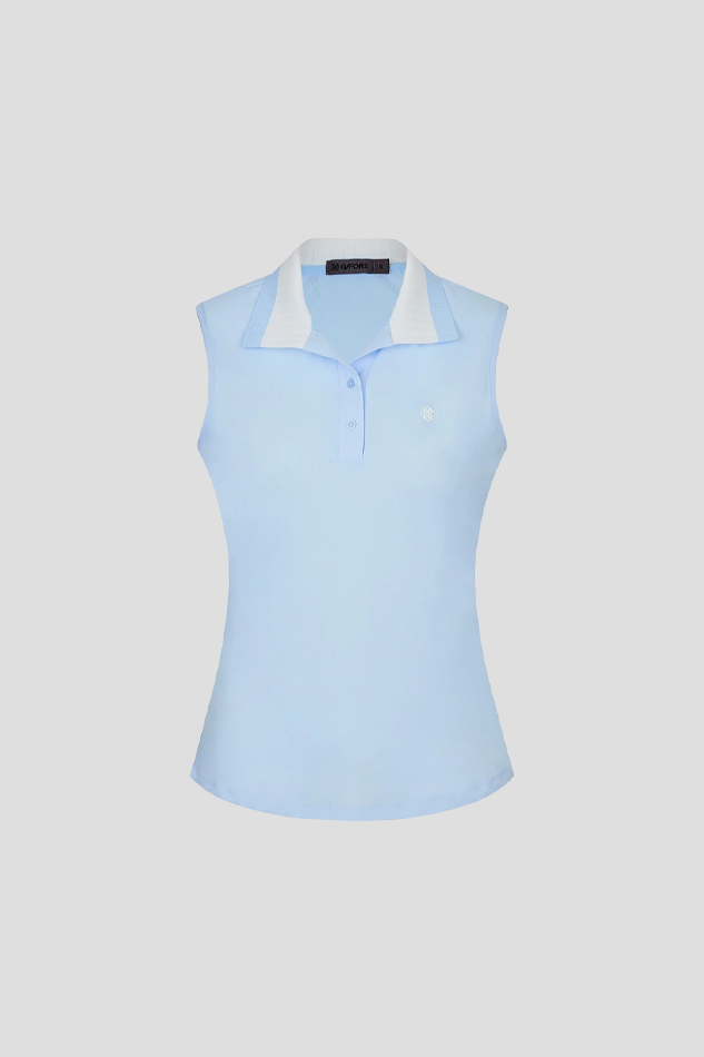 26SLEEVELESS POLO WOMEN-SKYBLUE