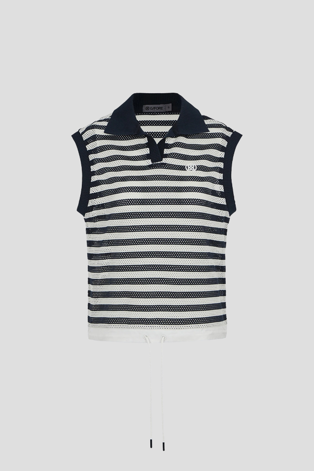 26MESH STRIPED SLEEVELESS WOMEN-NAVY