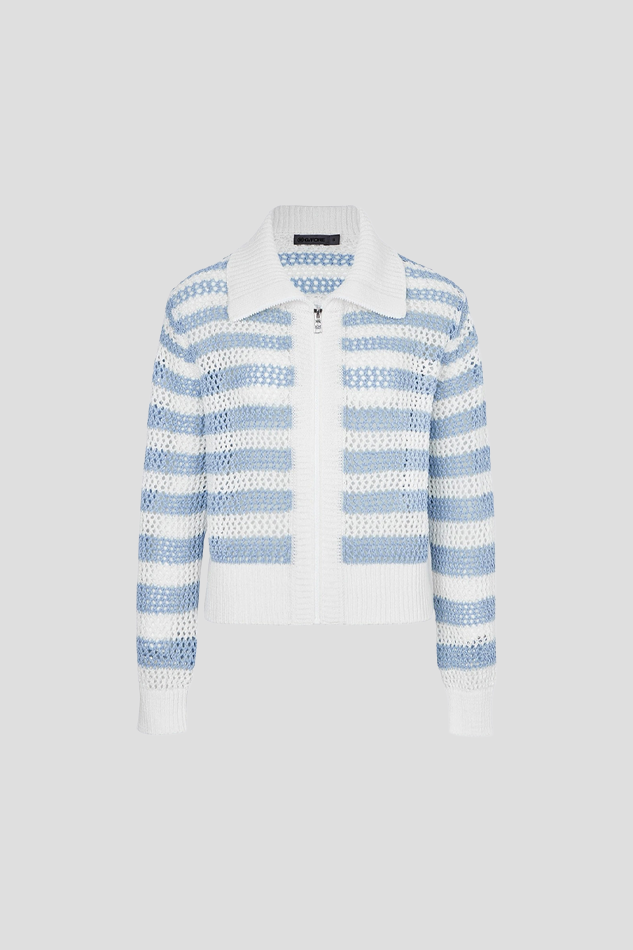 26MESH FULL ZIP SWEATER WOMEN-BLUE