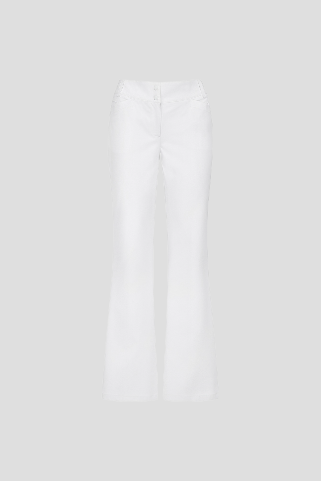 26WOMEN HIDDEN ELASTIC WAIST LIGHTWEIGHT BOOTCUT PANTS-WHITE