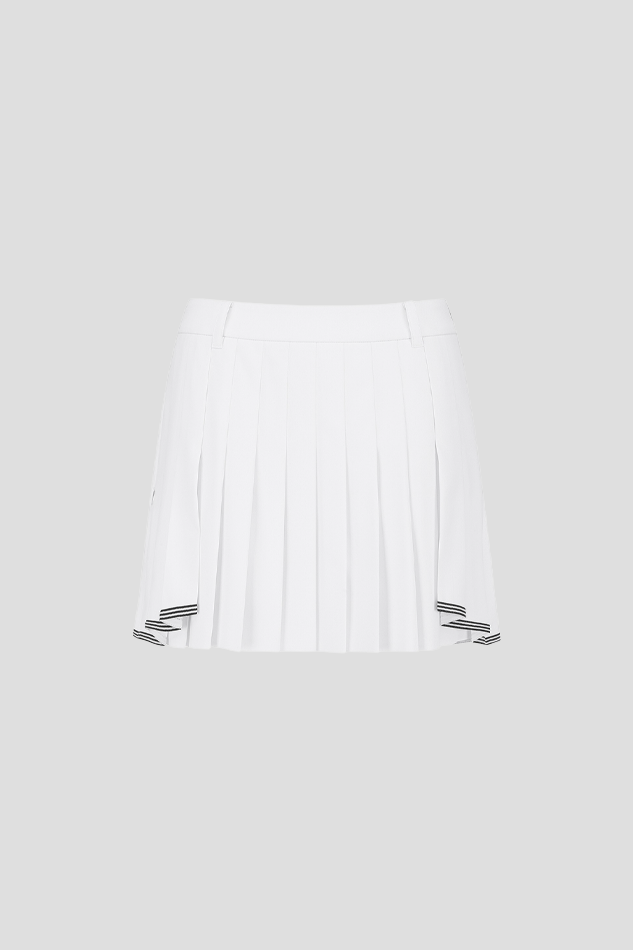 26WOMEN SIDE LAYERED PLEATED CULOTTE SKIRT-WHITE