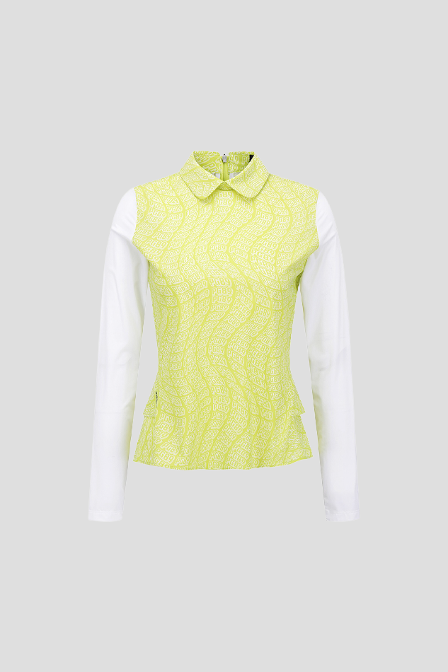 26WOMEN BACK FRILL LONG SLEEVE T SHIRT-GREEN