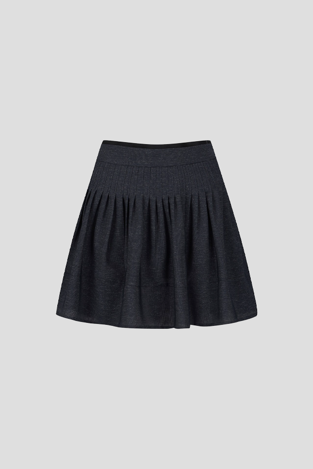 26PINTUCK PLEATED BANDING SKIRT-NAVY