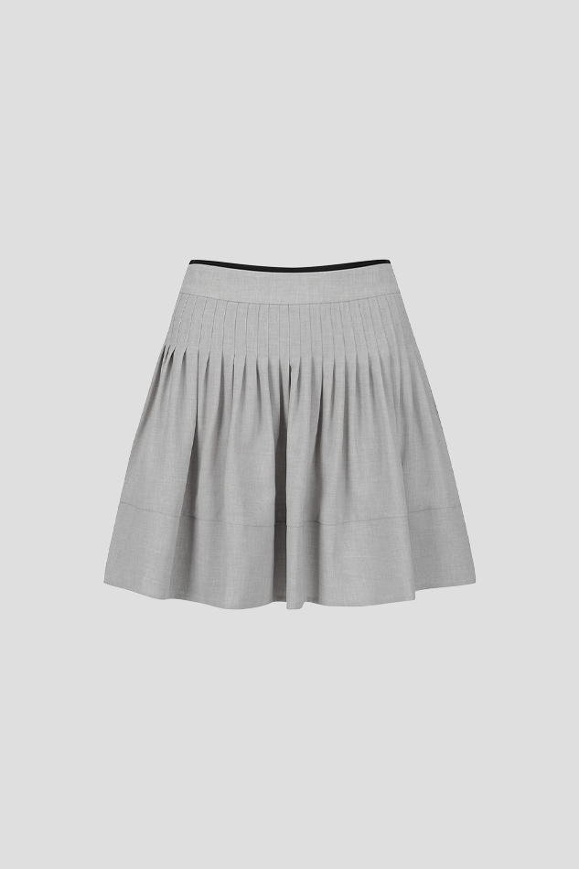 26PINTUCK PLEATED BANDING SKIRT-GRAY