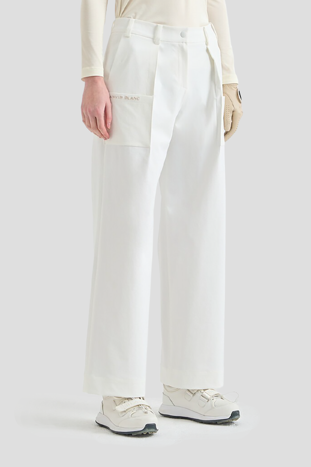 26PIN TUCK BACK ELASTIC WIDE PANTS-WHITE