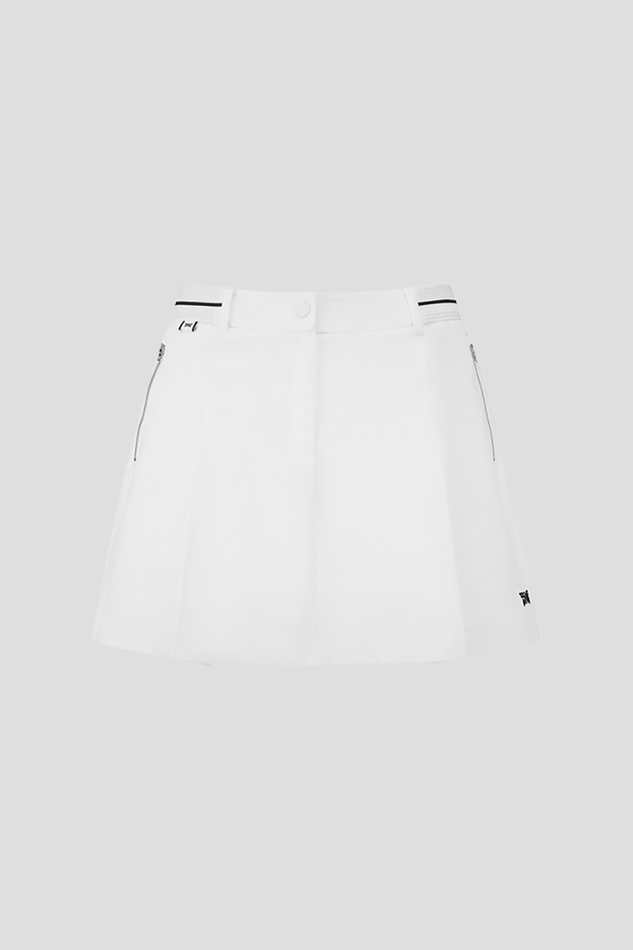 26WOMEN AIRHOLE MIX SKIRT-WHITE