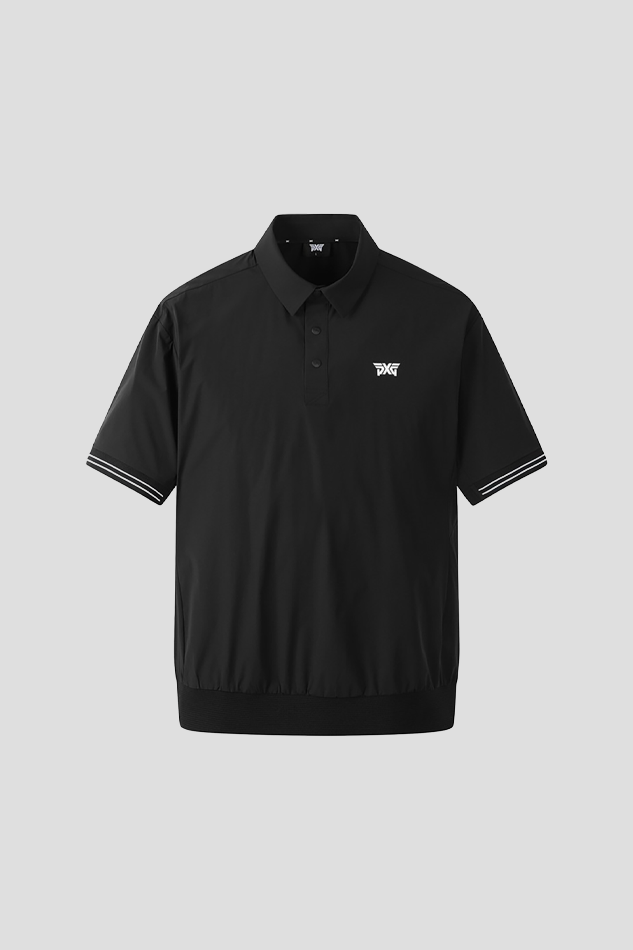 26MEN WOVEN LOOSE FIT COLLAR SHORT SLEEVE-BLACK