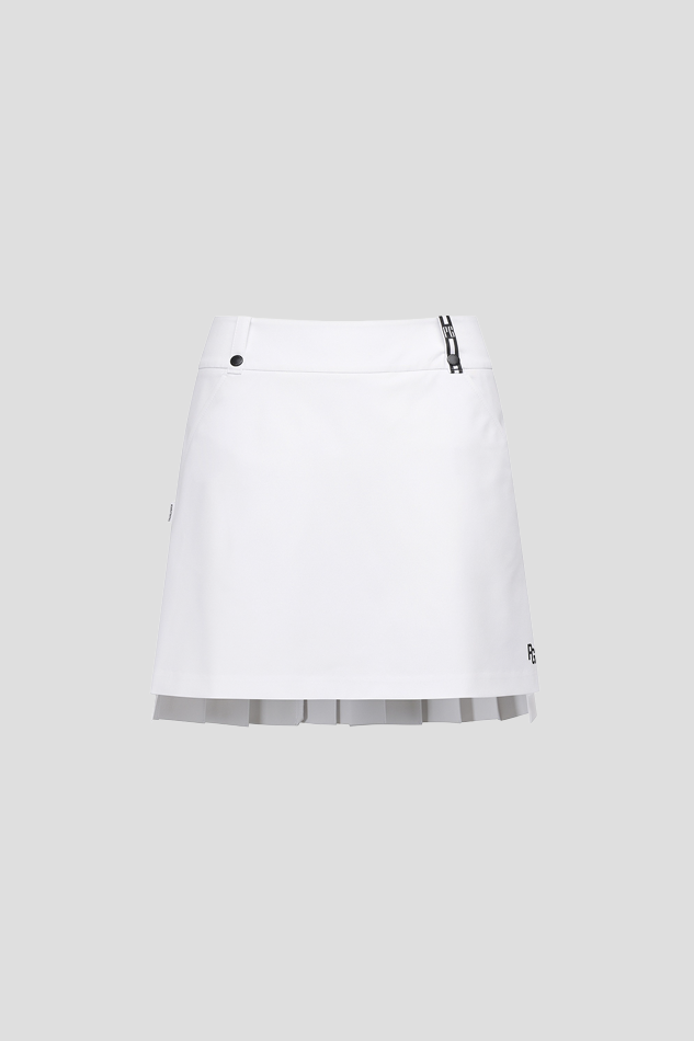 26WOMEN ASYMMETRICAL PLEATED CULOTTE SKIRT-WHITE