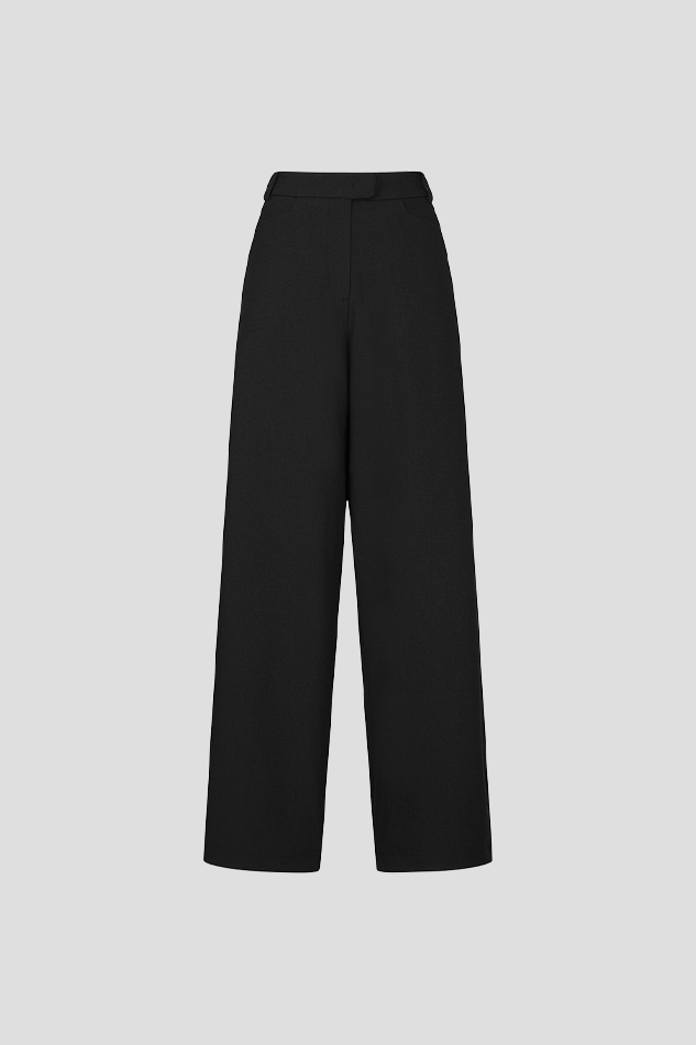 26WOMEN GHOST TECH POLY WIDE PANTS-BLACK