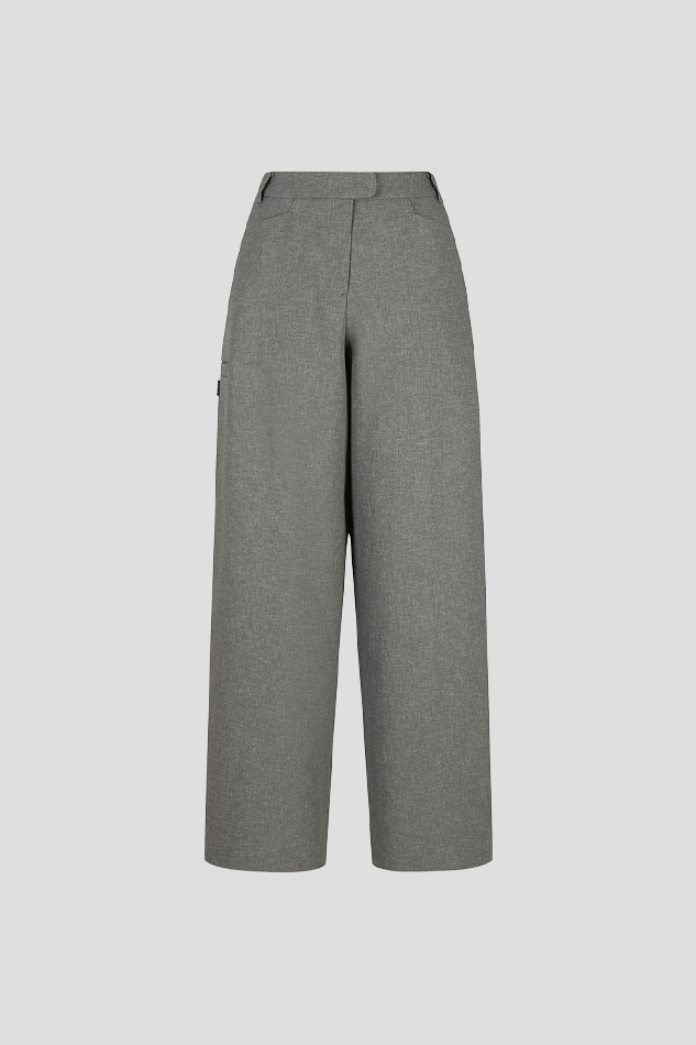 26WOMEN GHOST TECH POLY WIDE PANTS-GRAY