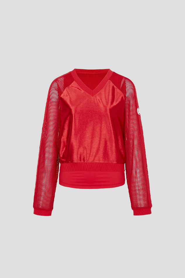 26MESH LAYERED T SHIRT WOMEN-RED