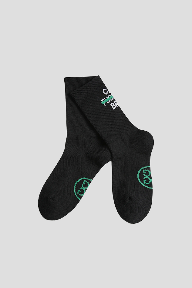 26SLOGAN CREW SOCK-BLACK