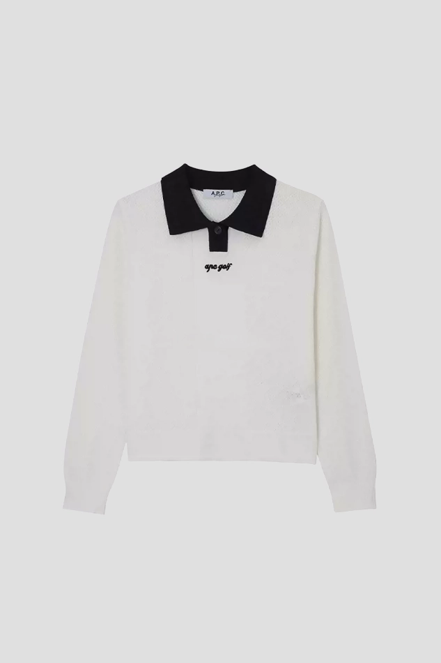 26WOMEN LAPEL STRETCH BREATHABLE LONGSLEEVE KNIT-WHITE