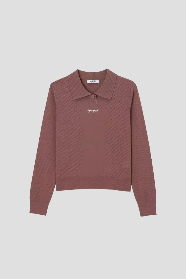 26WOMEN LAPEL STRETCH BREATHABLE LONGSLEEVE KNIT-BROWN
