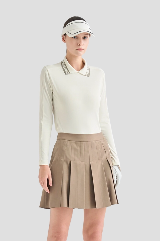 26STRETCH JACQUARD LOGO COLLAR TOP-WHITE