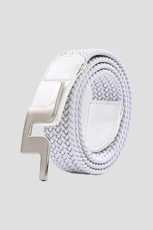 ELASTIC WOVEN UNISEX GOLF OUTDOOR SPORTS PANTS CASUAL BELT-WHITE