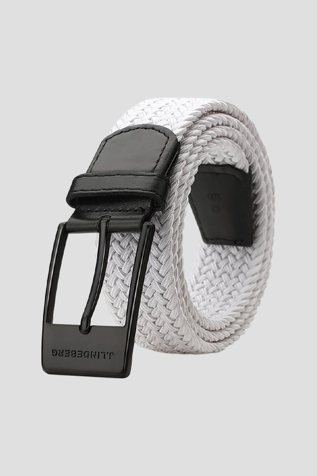 MEN ELASTIC BRAIDED GOLF BELT-WHITE