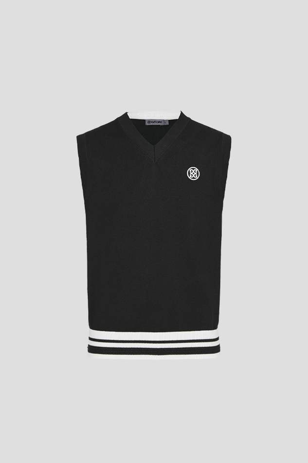 26KNIT V NECK VEST MEN-BLACK