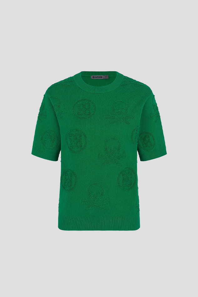 26NEW JACQUARD PULLOVER WOMEN-GREEN