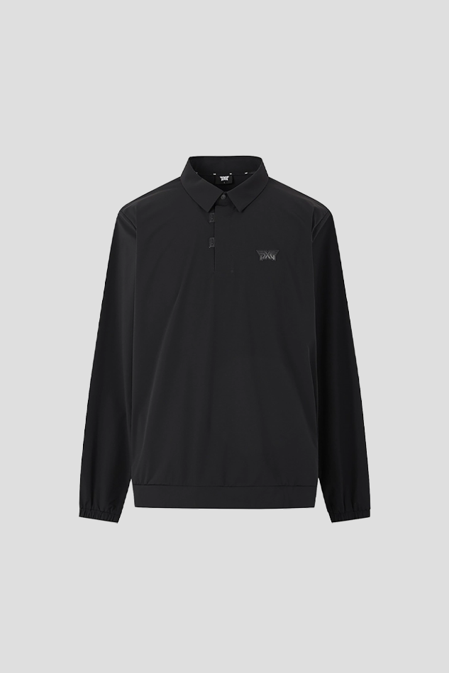 26MEN WOVEN COLLAR LONG SLEEVE-BLACK