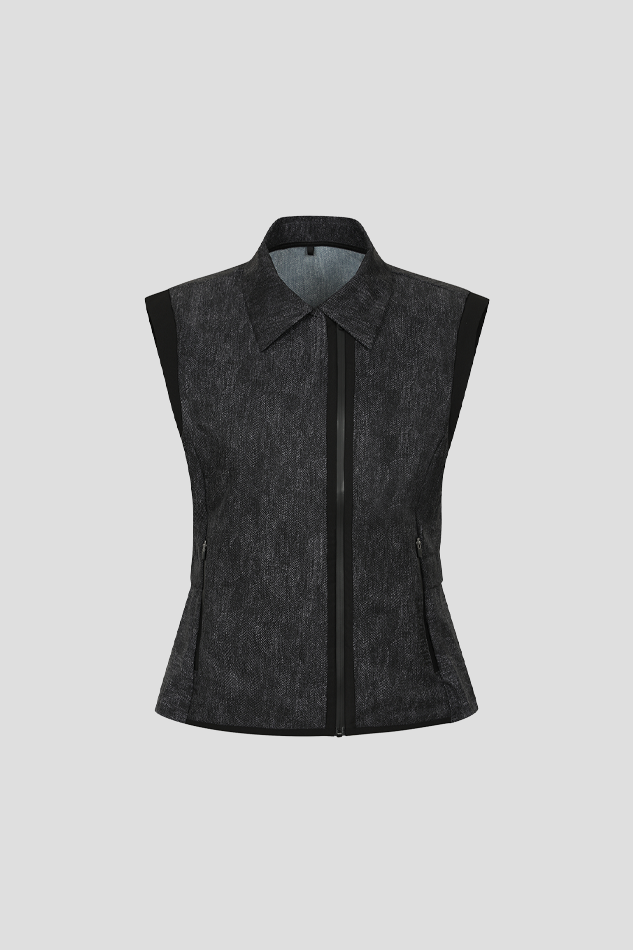 2026WOMEN ENGINEERED INDIGO VEST-BLACK
