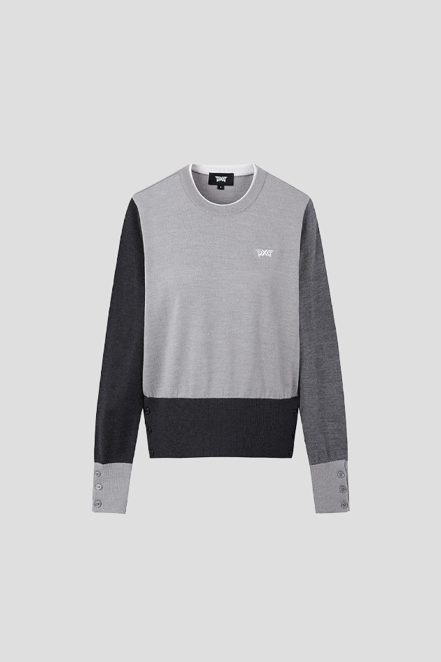 2026WOMEN TEXTURE MIX SWEATER-GRAY