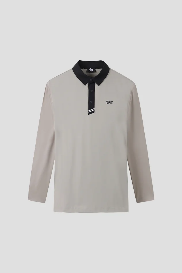 SUMMER COLOR BLOCKED COOL SLEEVE COLLAR LONG-SLEEVE